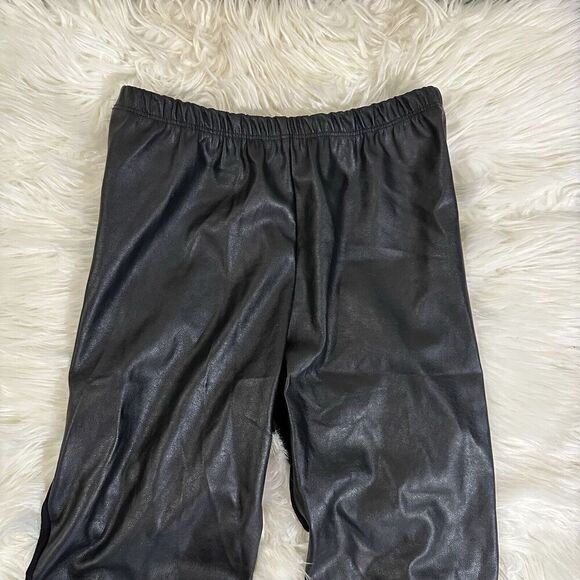 PLANET Lauren G Womens Vegan Leather Sexy Leggings Size 2 Black Ruch Leg Stretch - Picture 7 of 9
